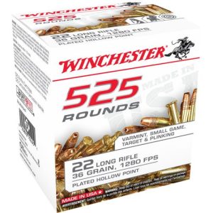 Winchester 525 .22 Long Rifle 36 grain Copper Plated Hollow Point Rimfire Ammunition 22LR525HP