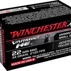 Winchester VARMINT HE .22 Winchester Magnum Rimfire 34 grain Jacketed Hollow Point Rimfire Ammunition S22WM