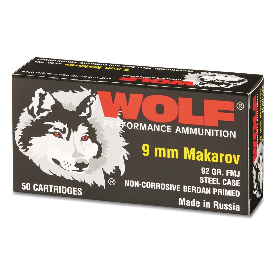 wolf 9x18mm makarov 92 grain