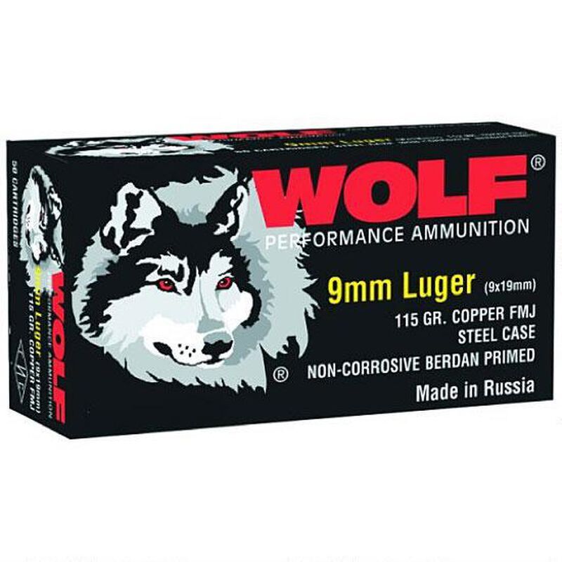 Wolf Performance 9mm Luger Ammunition FMJ 115 Grain 500 Rounds